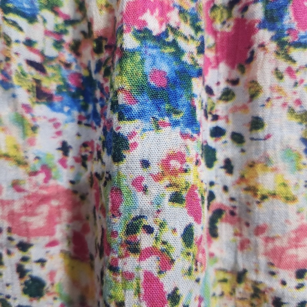 Kut From The Kloth Blouse S Colorful Abstract Floral Rayon Button Front Top - Picture 2 of 16